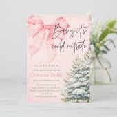 Unique Bow Girl's Baby Shower in the Winter Einladung (Stehend Vorderseite)