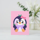 Unique Broke Niedlich Pinguin Postkarte (Stehend Vorderseite)