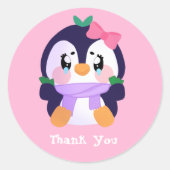 Unique Broke Niedlich Pinguin Runder Aufkleber (Vorderseite)