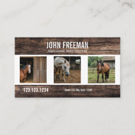Unique Brown Wood Horses Foto Reittiere Visitenkarte