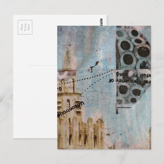 Unique Building Abstract Mixed Media Collage Postkarte (Vorne/Hinten)
