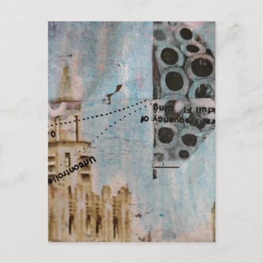 Unique Building Abstract Mixed Media Collage Postkarte (Vorderseite)