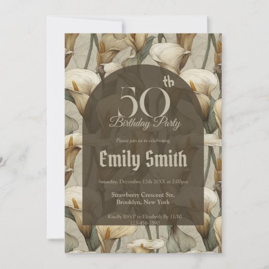 Unique Call Lilies Flower 80Th Birthday Einladung (Vorderseite)