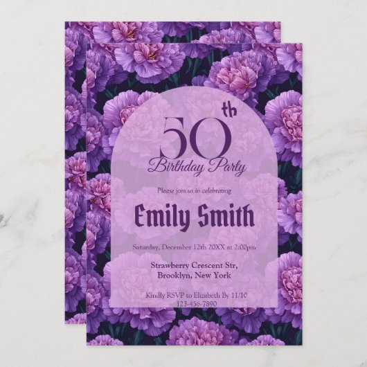 Unique Carnation Accent Beach Partys Einladung (Vorne/Hinten)