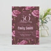 Unique Carnation Accent Milestone Birthday Einladung (Stehend Vorderseite)