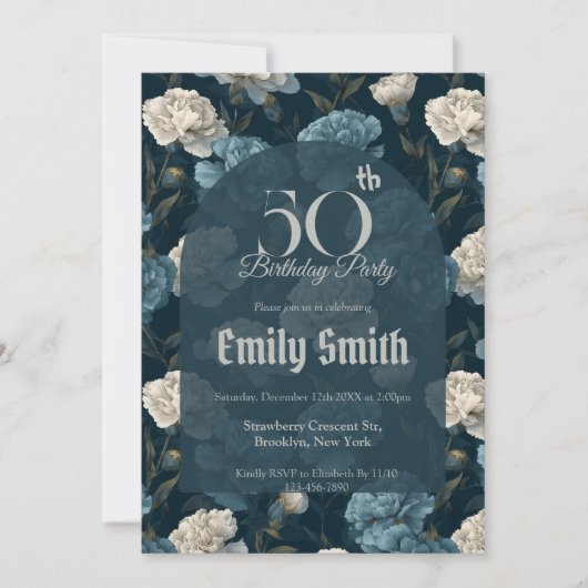 Unique Carnation Accent Surprise Birthday Einladung (Vorderseite)