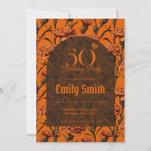 Unique Carnation Sparkle 5Th Birthday Einladung (Vorderseite)