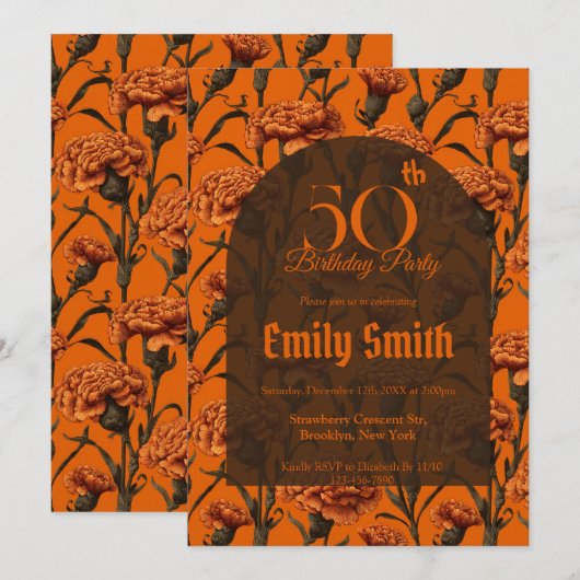 Unique Carnation Sparkle 5Th Birthday Einladung (Vorne/Hinten)