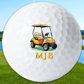 Unique Cart Golfer Personalized 3 Initial Monogram Golfball