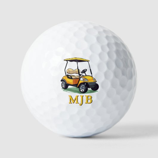 Unique Cart Golfer Personalized 3 Initial Monogram Golfball (Vorderseite)