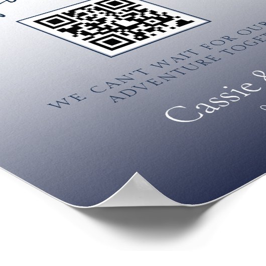 Unique Chic Navy Blue Honeymoon Fund Wedding Sign Poster (Ecke)