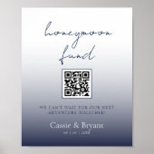 Unique Chic Navy Blue Honeymoon Fund Wedding Sign Poster (Vorne)