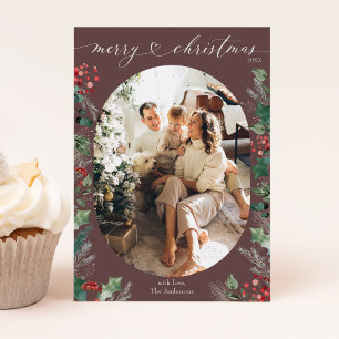 Unique Chic Typografy Single Foto Xmas Card Feiertagskarte