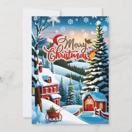 Unique Christmas Card with Red Houses in the Mount Feiertagskarte