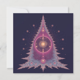 Unique Christmas Cards Pink and Purple Tree Feiertagskarte