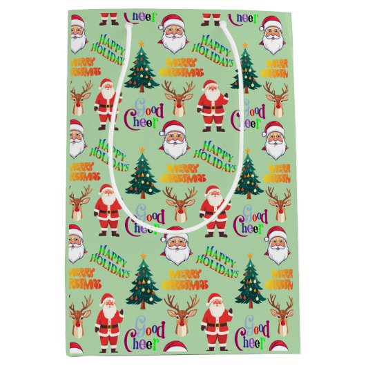 Unique Christmas Pattern Place on Medium Gift Bag Mittlere Geschenktüte (Vorderseite)