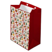 Unique Christmas Pattern Place on Medium Gift Bag Mittlere Geschenktüte (Vorderseite Schrägansicht)