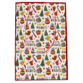 Unique Christmas Pattern Place on Medium Gift Bag Mittlere Geschenktüte (Vorderseite)