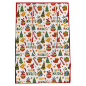 Unique Christmas Pattern Place on Medium Gift Bag Mittlere Geschenktüte (Rückseite)