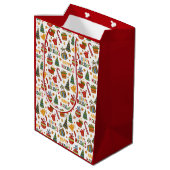 Unique Christmas Pattern Place on Medium Gift Bag Mittlere Geschenktüte (Rückseite Schrägansicht)