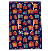 Unique Christmas Pattern Place on Medium Gift Bag Mittlere Geschenktüte (Rückseite)