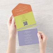 Unique Citrus Green Striped Wedding All In One Einladung (Abreißen)