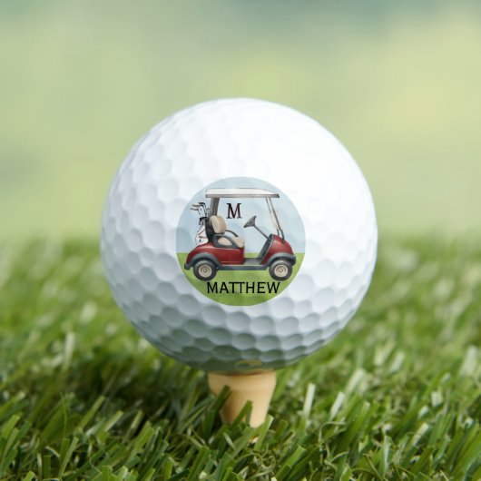 Unique Classy Custom Red Cart Monogram Name Golfball (Insitu T-Shirt)