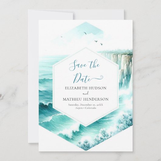 Unique Cliff Nautical Wedding Save The Date (Vorderseite)