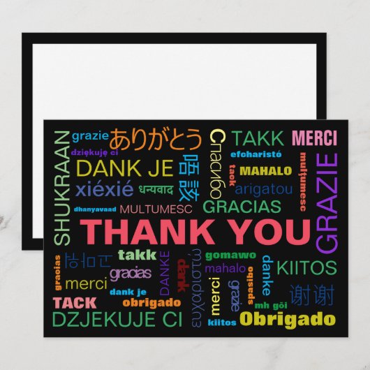 Unique Colorful Many Languages Dankeskarte (Vorne/Hinten)