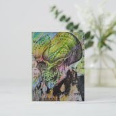 Unique colorful skull bones mixed media postkarte (Stehend Vorderseite)