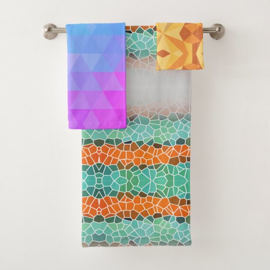 Unique Colorful Triangle Pattern Badhandtuch Set (Insitu)