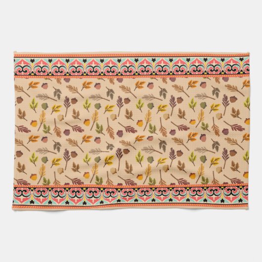 Unique combination autumn pattern Indien frame Geschirrtuch (Horizontal)