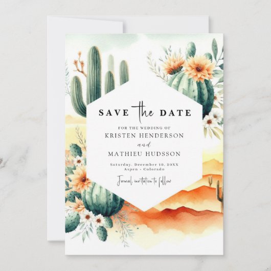 Unique Custom Cactus Wedding Save The Date (Vorderseite)