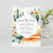 Unique Custom Cactus Wedding Save The Date (Stehend Vorderseite)