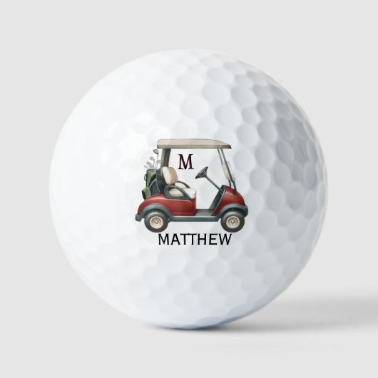 Unique Custom Red Cart Monogram Name Golfball (Vorderseite)