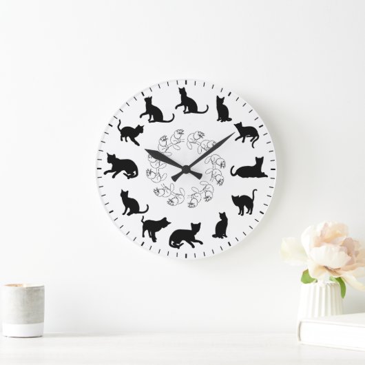 Unique Cute Black Cat Silhouettes Themed Große Wanduhr (Zuhause)