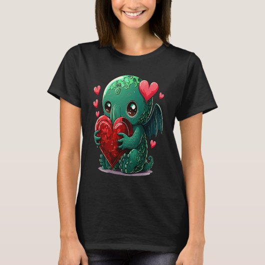 Unique Cute Cthulhu Valentines Day T-Shirt (Vorderseite)