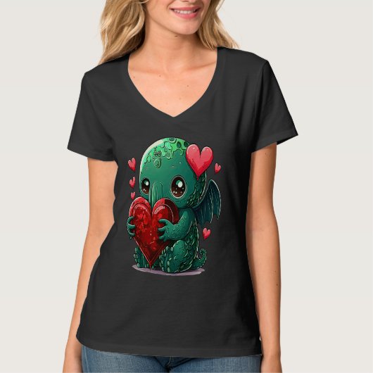 Unique Cute Cthulhu Valentines Day T-Shirt (Vorderseite)