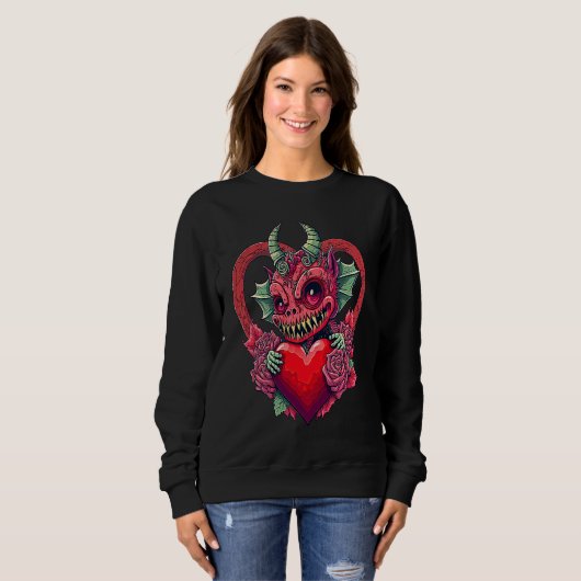 Unique Cute Devilcore Devil Core Valentines Day Sweatshirt (Vorne ganz)