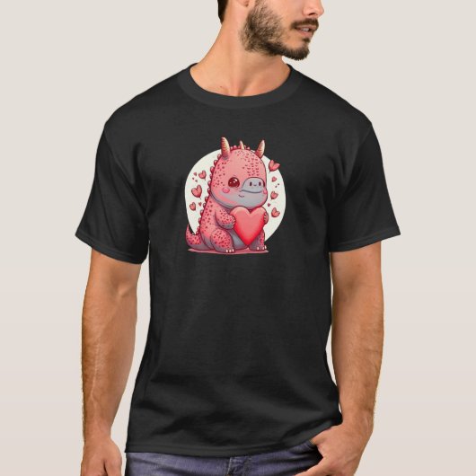 Unique Cute Dino Dazecore Valentines Day T-Shirt (Vorderseite)