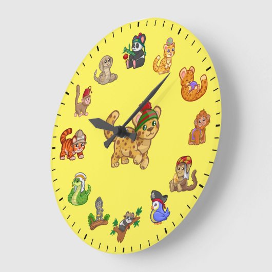 Unique Cute Exotic Animals Themed Große Wanduhr (Winkel)