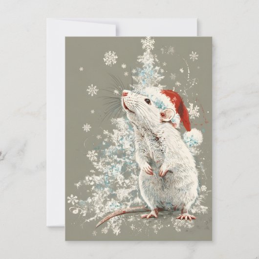 Unique Cute Rat Christmas Cards Feiertagskarte (Vorderseite)