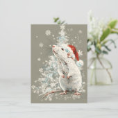 Unique Cute Rat Christmas Cards Feiertagskarte (Stehend Vorderseite)
