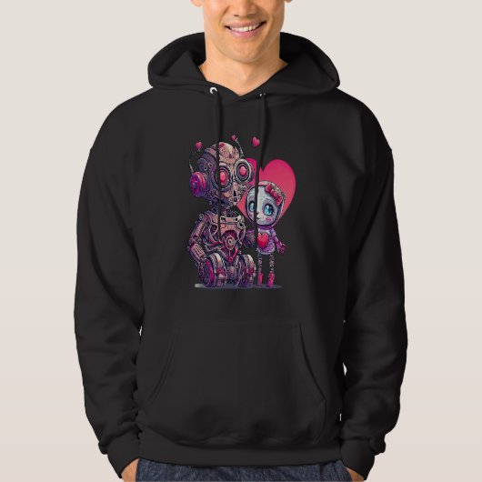 Unique Cute Robot Valentines Day Hoodie (Vorderseite)