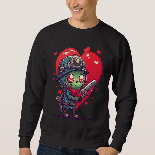 Unique Cute Zombie Valentines Day Sweatshirt (Vorderseite)