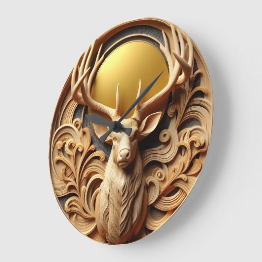 Unique Deer Head Große Wanduhr (Winkel)