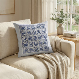 Unique design animals blue accent Throw Pillow Kissen
