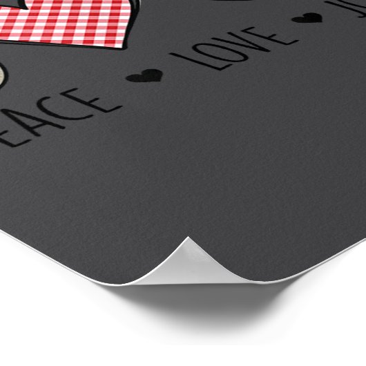 Unique Design Peace Love Joy Hapness Motivational  Poster (Ecke)