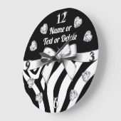 Unique Diamonds and Bow, ZEBRA PRINT Wall Clock Große Wanduhr (Winkel)