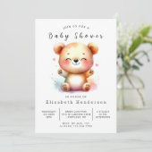 Unique Digital Bear Baby Dusche Einladung (Stehend Vorderseite)